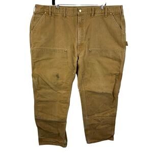 Carhartt USA Made Double Knee Carpenter Pants Tan Fits 46x32 Distressed Grunge